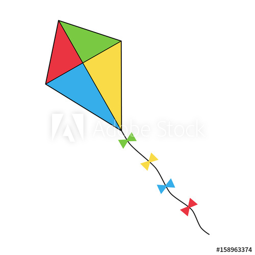 500x500 Colorful Flying Kite Icon, Vector Illustration Drawing