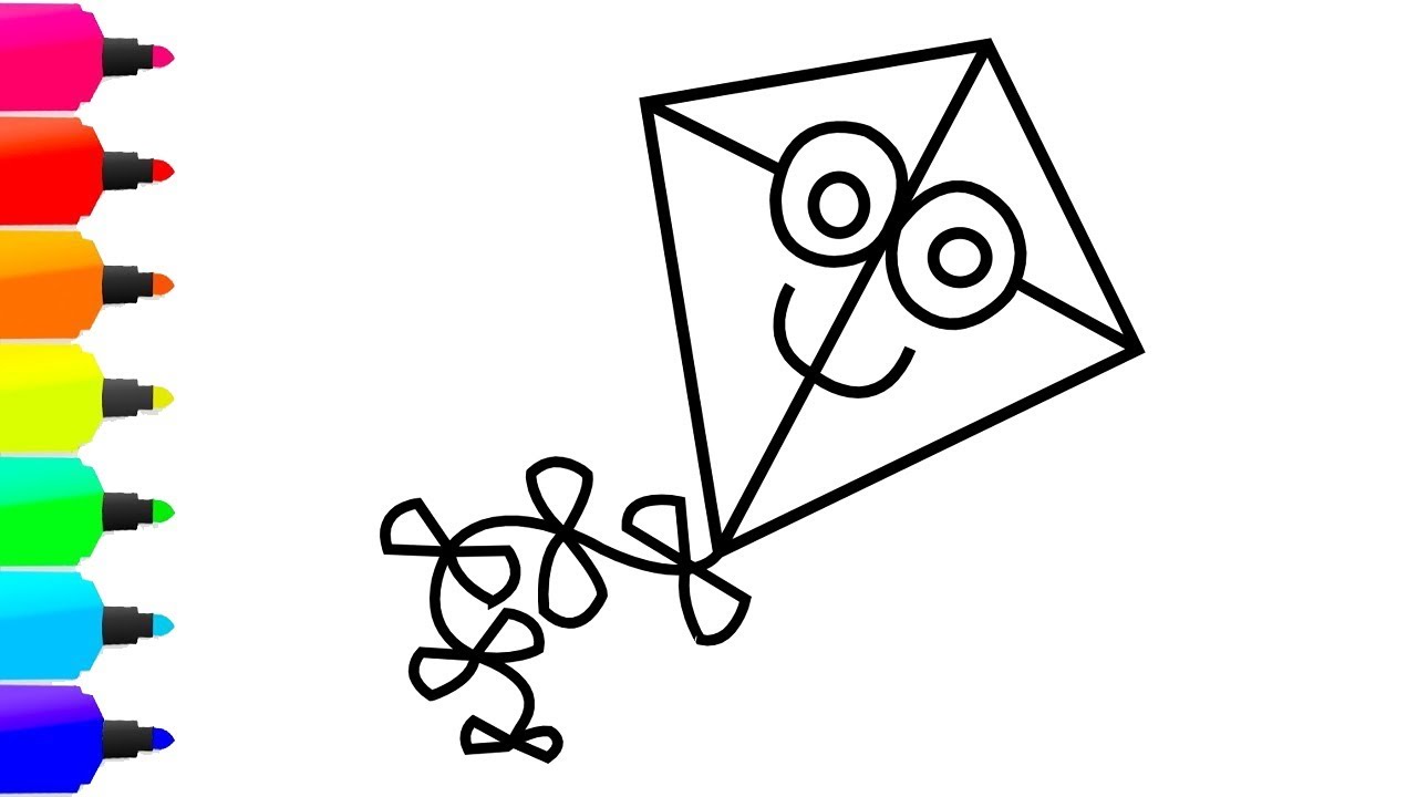 1280x720 How To Draw A Kite Coloring