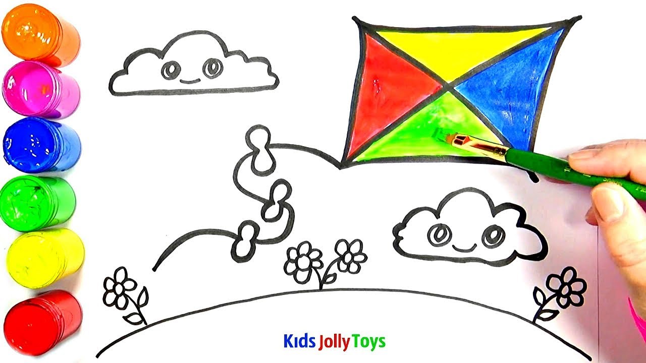 1280x720 Colorful Rainbow Kite Flying Toy Drawing Kids Jolly Toy Glitter