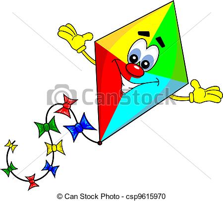 450x405 Vector Clipart Of A Cartoon Kite With Smiling Face On White