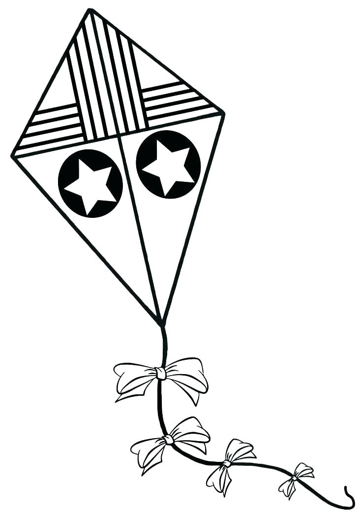 728x1055 Kite Drawing For Coloring Kites Pages Spring