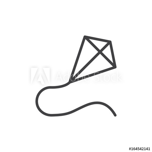 500x500 Kite Line Icon, Outline Vector Sign, Linear Style Pictogram