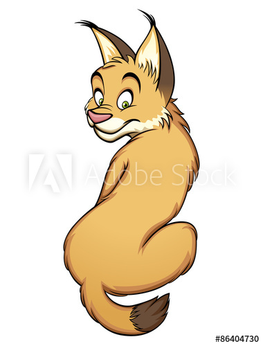 380x500 Cartoon Bobcat Lynx Cute Kitten Vector Illustration Drawing