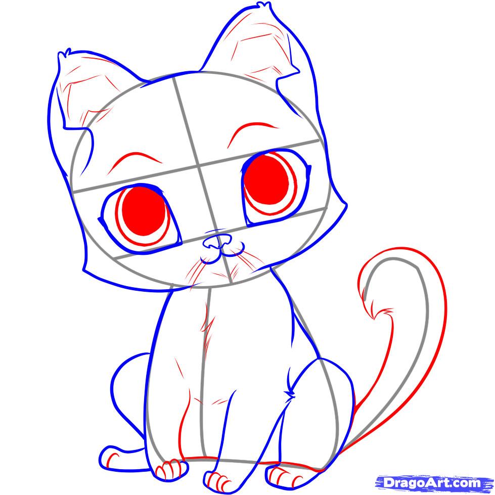 979x979 How To Draw An Easy Kitten, Step
