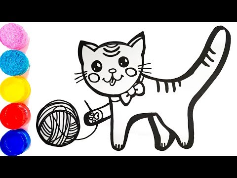 480x360 Download How To Draw A Kitten With Ball Of Yarn Step