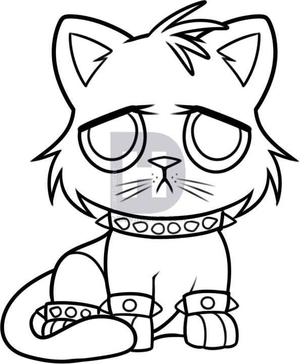 594x720 How To Draw A Gothic Kitten, Step