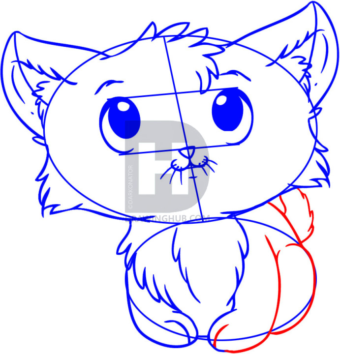 691x720 How To Draw A Kitten, Step