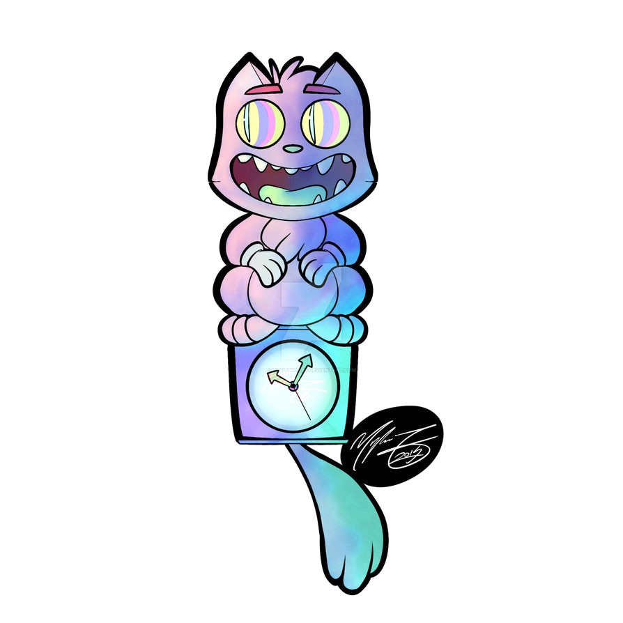 894x894 Trippy Kitty Cat Clock