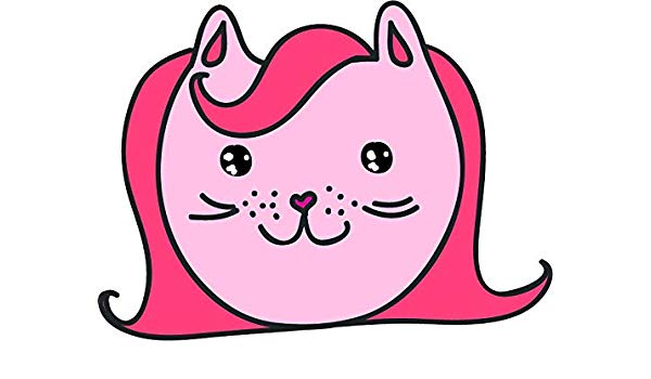 600x350 Cute Simple Silly Kitty Cat Cartoon Drawing Art Vinyl