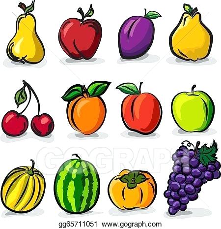 450x465 fruit drawing draw fruit hand painted fruit compote plate image