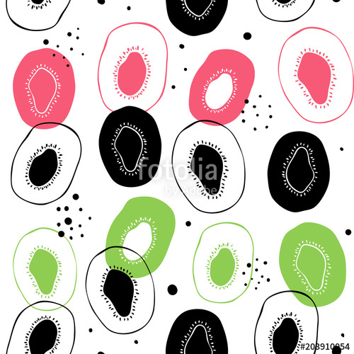 500x500 Vector Seamless Pattern With Kiwi Fruit Scandinavian Motives