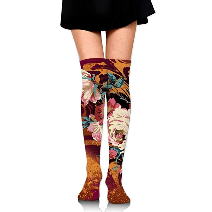 679x679 Flower Designing Art Drawing Over The Knee Long Socks