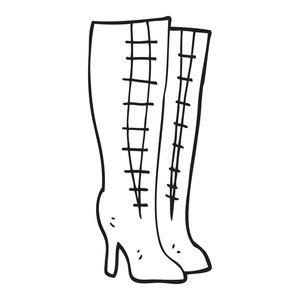 300x300 Freehand Drawn Black And White Cartoon High Boots Royalty Free