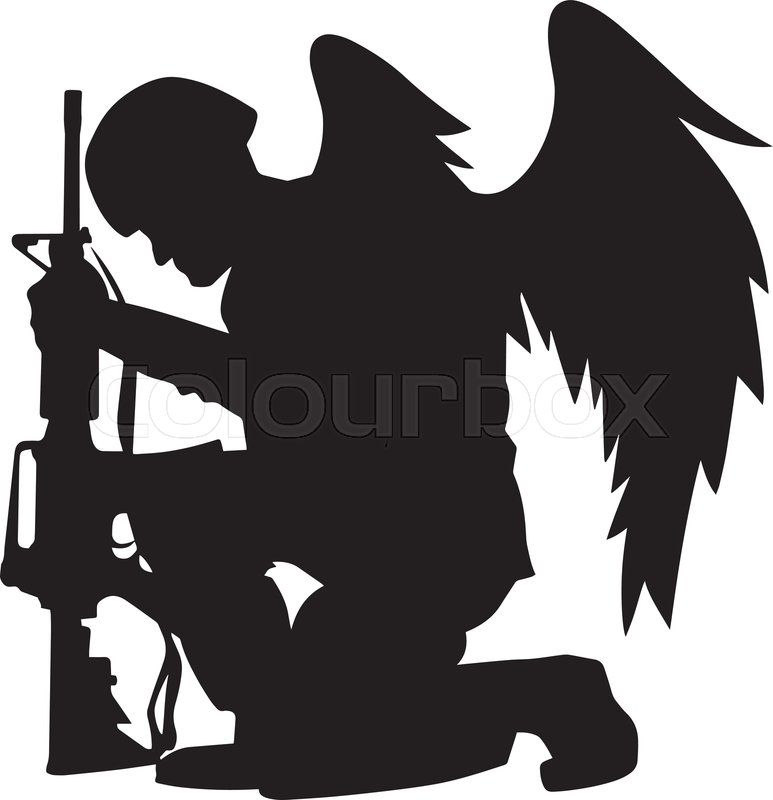 773x800 Kneeling Angel Soldier Looking Down Stock Vector Colourbox
