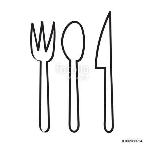 500x500 Fork Spoon And Knife Doodle Hand Draw Icon For The Meal