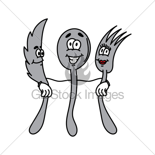 500x500 Cartoon Spoon, Knife And Fork Vector Gl Stock Images