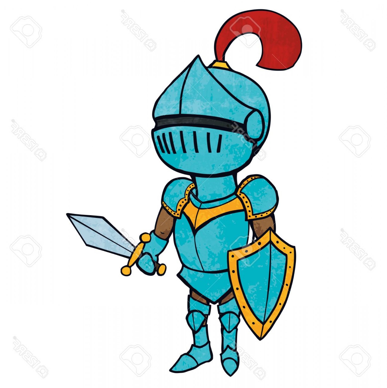 1555x1560 Photostock Vector Cartoon Knight In Armour With Sword And Shield