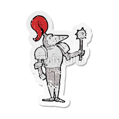 400x400 Retro Distressed Sticker Of A Cartoon Medieval Knight Buy Photos