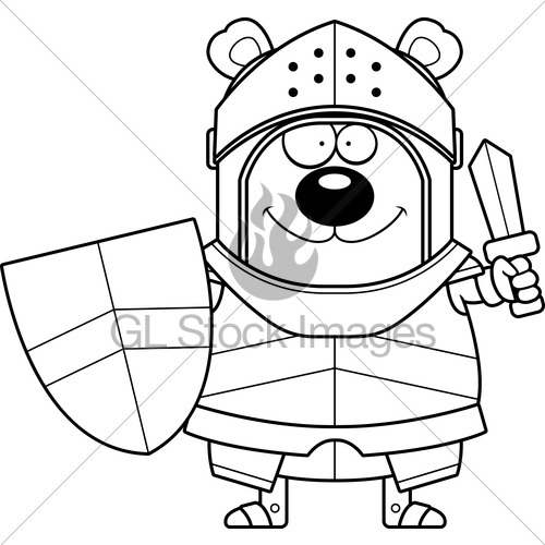 500x500 Cartoon Bear Knight Sword Gl Stock Images