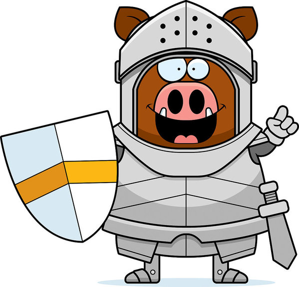 599x574 Cartoon Boar Knight Idea Art Print