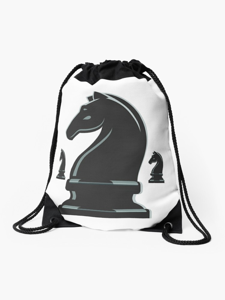 750x1000 black velvet knight chess piece drawstring bag