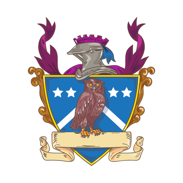 630x630 Owl Perching Knight Helmet Crest Drawing