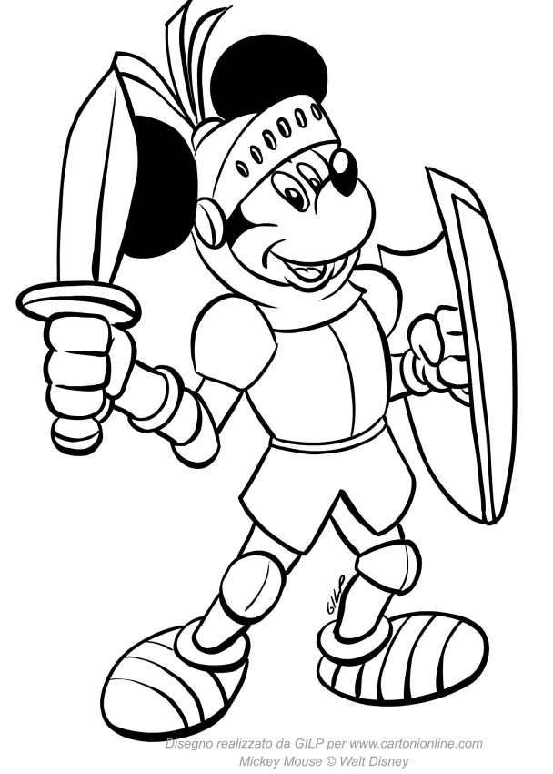 608x850 Drawing Mickey Mouse Medieval Knight Coloring Page