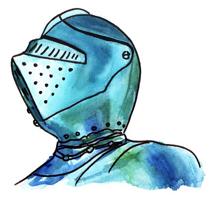435x398 Watercolor And Ink Drawing Of Medieval Knight In Helmet Premium