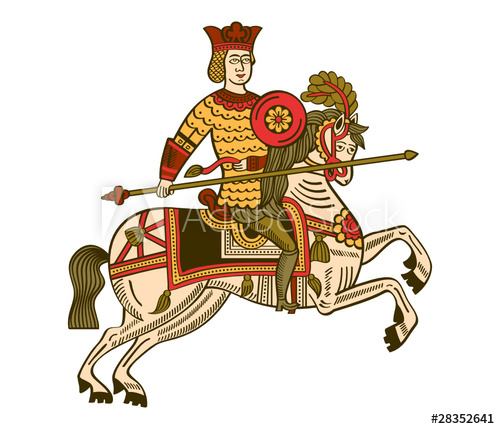 500x429 Folk Russian Lubok Drawing Of Mighty Knight On Horse