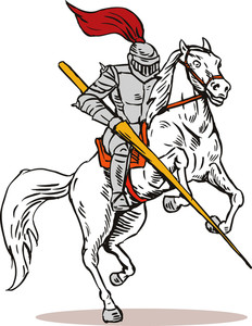 232x300 Knight On Horse With Sword Royalty Free Stock Image