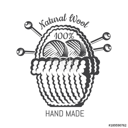 500x500 Big Bsket With Yarn Ball Knitting Needles Logo For Craft Related