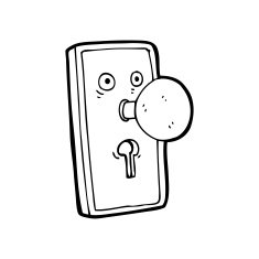 235x235 Line Drawing Cartoon Door Knob Free Image