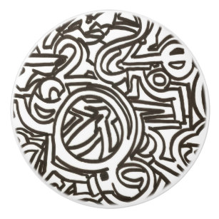 307x307 Black White Ink Drawing And Knobs Pulls Zazzle