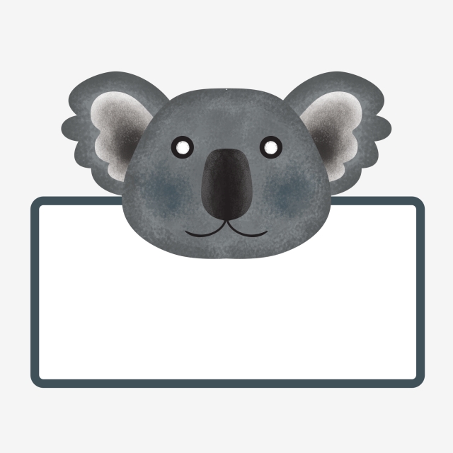 640x640 Hand Drawn Cartoon Animal Koala Bear Border Grey, Hand Painted