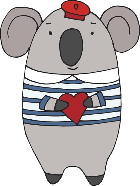 452x600 Happy French Valentine Koala Bear Cartoon Drawing Vinyl Decal