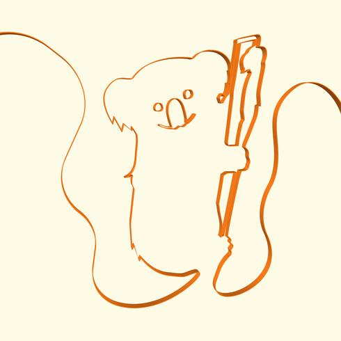 490x490 Line Art Koala Animal Illustration, Vector Illustration