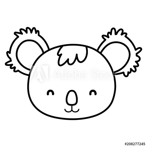 500x500 Line Cute Koala Head Wild Animal