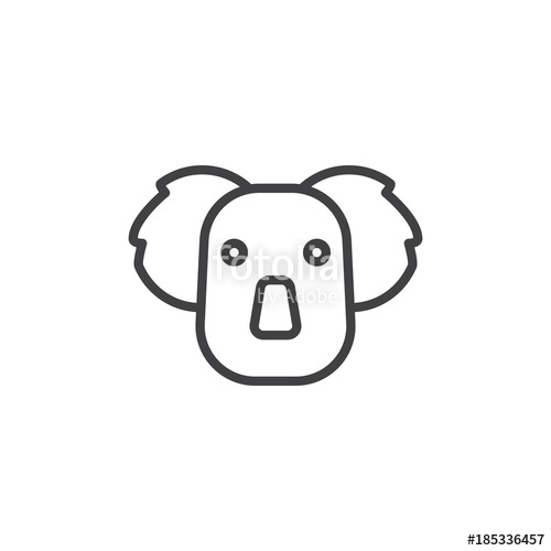 500x500 Koala Head Line Icon, Outline Vector Sign, Linear Style Pictogram