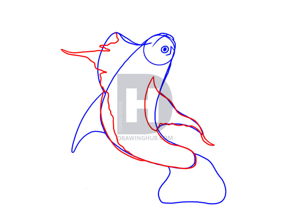 953x720 How To Draw A Koi Fish Tattoo, Step