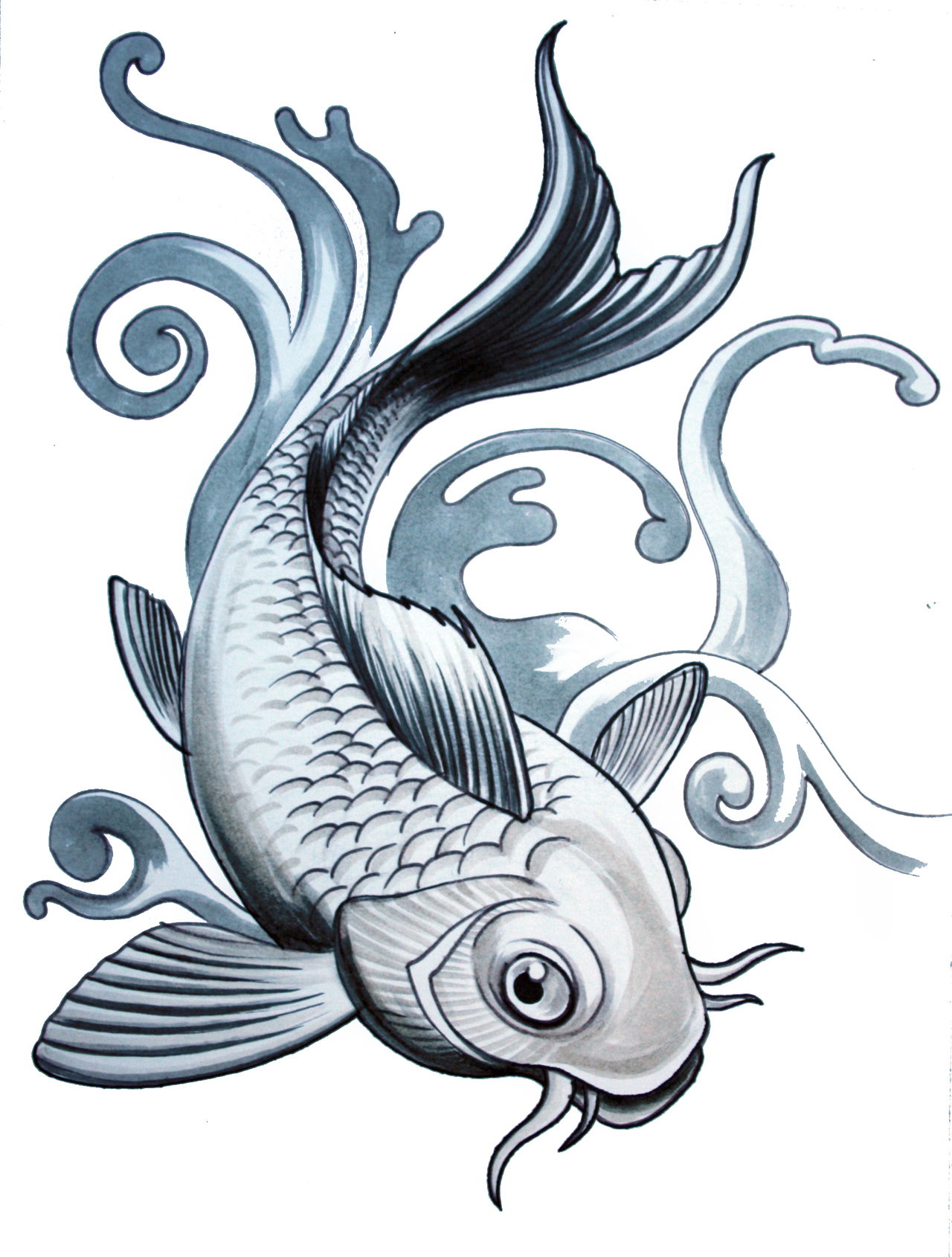 1280x1690 koi fish tattoo forearm drawing