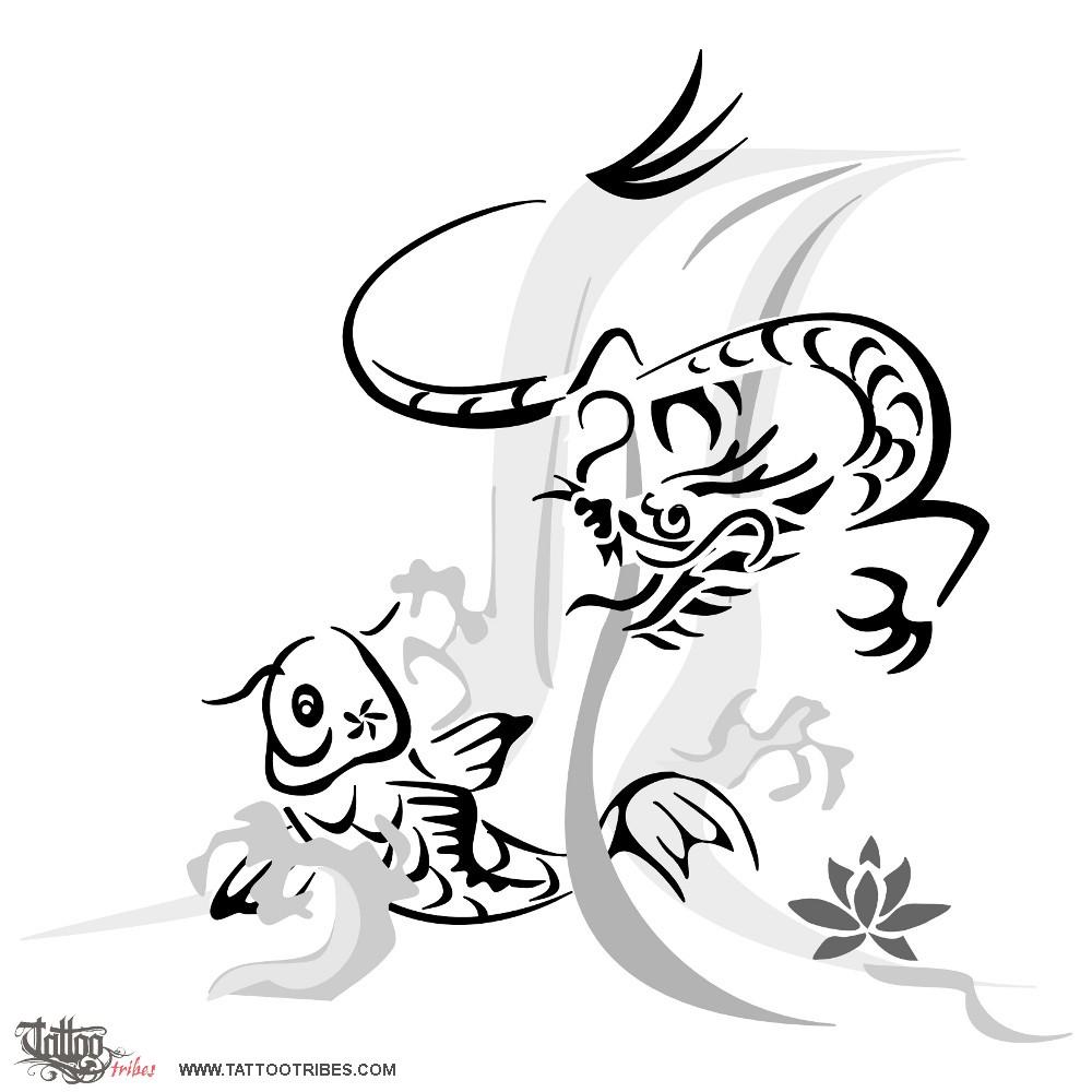 1000x1000 Tattoo Of Koi And Dragon, Tenacity Tattoo