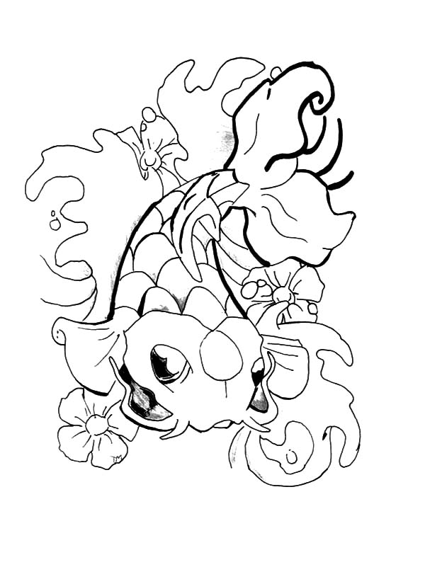 600x825 Clip Art Illustration Of A Koi Fish Coloring