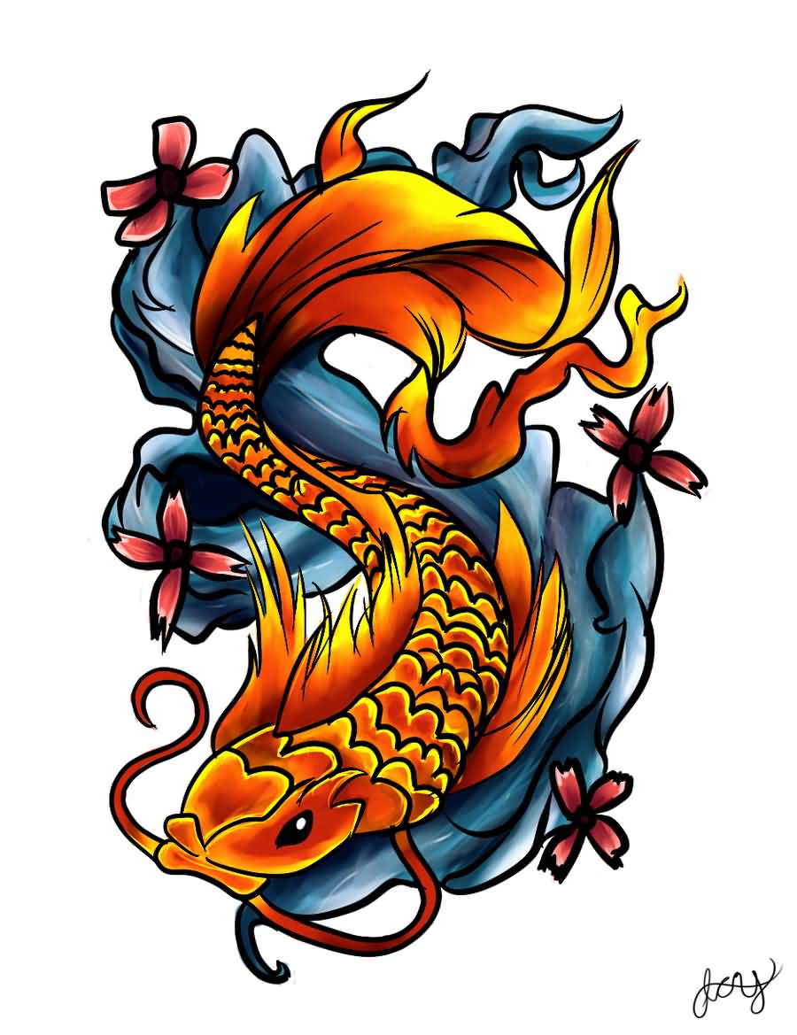 900x1169 Koi Fish Dragon Drawing Color