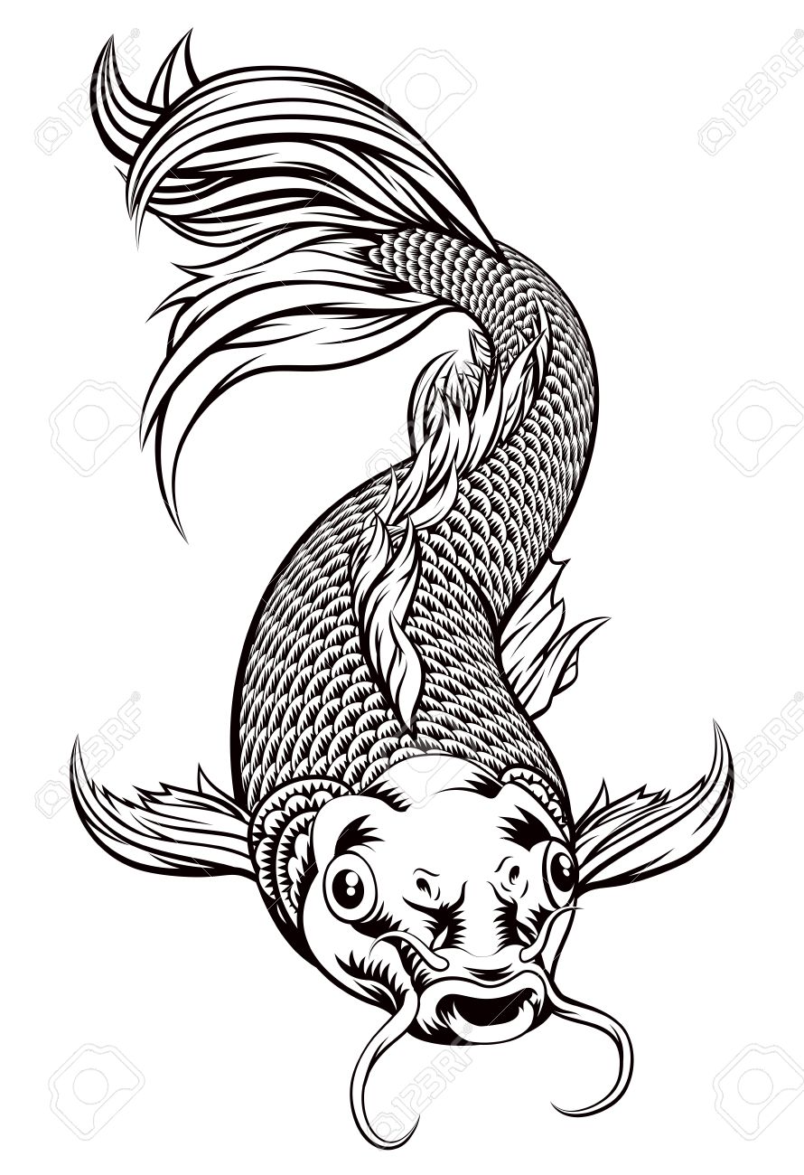 890x1300 Drawn Koi Carp Monster Fish
