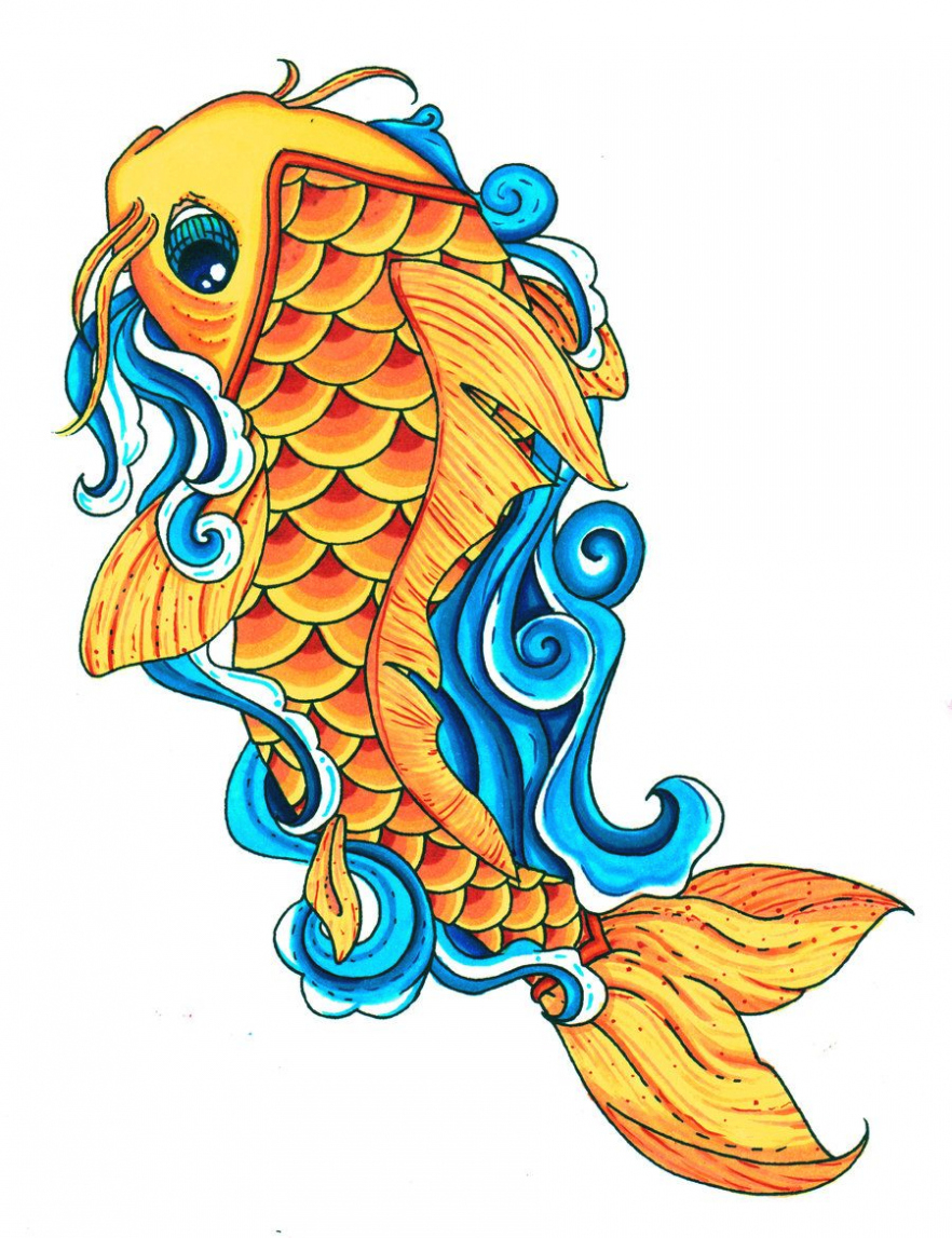 882x1147 Koi Fish Drawing Color Koi Fish Drawing Color