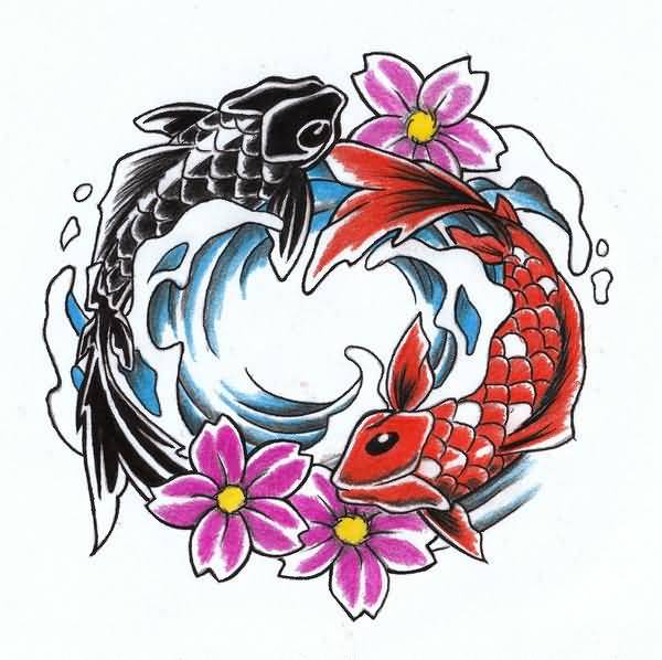 600x598 Koi Fish Yin Yang Tattoo Design Beautiful
