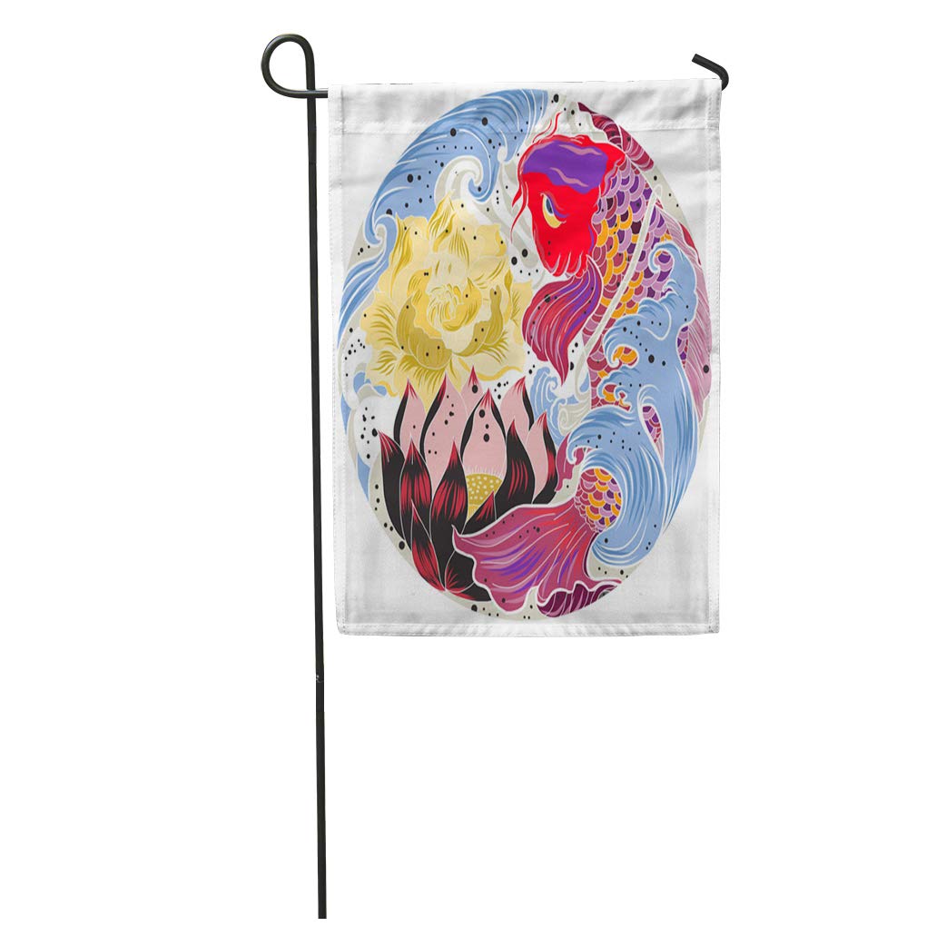 1042x1042 Semtomn Garden Flag Culture And Asian Tattoo Koi Fish