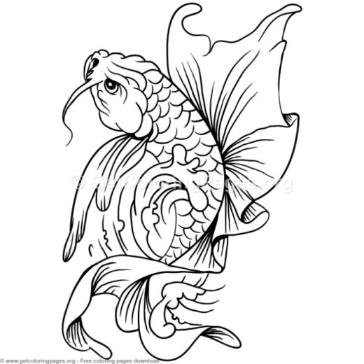 Koi Fish Drawing With Flowers | Free download on ClipArtMag