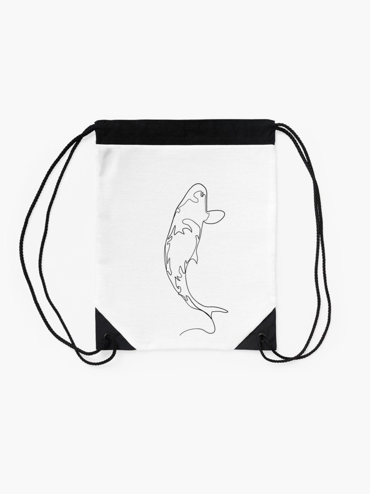 750x1000 Koi Fish One Line Drawing Minimalist Drawstring Bag