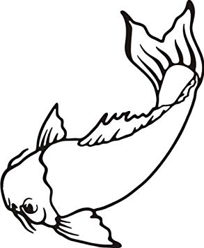 293x355 Koi Fish Tribal Outline Vinyl Stickers, Sticker